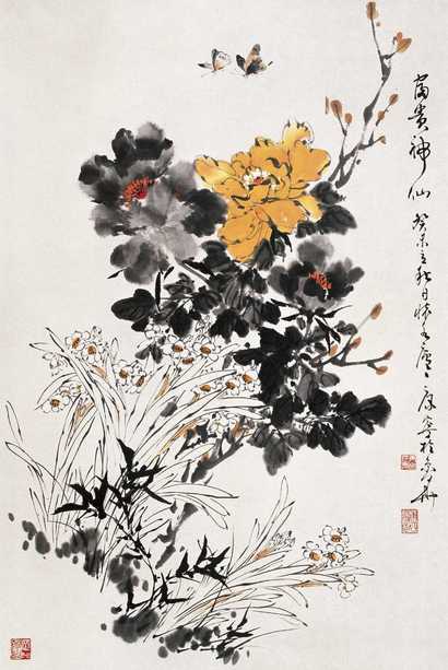 康宁 2003年作 富贵神仙 镜心